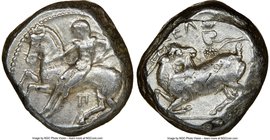 CILICIA. Celenderis. Ca. 425-350 BC. AR stater (18mm, 6h). NGC Choice VF. Persic standard, ca. 425-400 BC. Youthful nude male rider, reins in right ha...