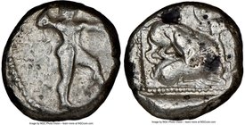 CYPRUS. Citium. Azbaal (ca. 449-425 BC). AR stater (21mm, 3h). NGC Fine. Heracles in fighting stance right, nude but for lion skin around shoulders an...