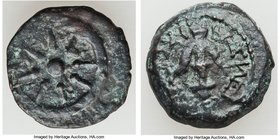 JUDAEA. Hasmoneans. Alexander Jannaeus (103-76 BC). AE prutah (16mm, 3.14 gm). VF. Jerusalem. Yehonatan the King (Paleo-Hebrew), eight-ray star within...