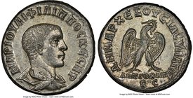 SYRIA. Antioch. Philip II, as Caesar (AD 247-249). BI tetradrachm (25mm, 12.32 gm, 7h). NGC MS S 5/5 - 5/5. AD 247. MAP IOYΛI ΦIΛIΠΠOC KЄCAP, bare hea...
