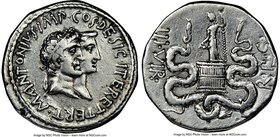Marc Antony, as Triumvir and Imperator (44-30 BC), with Octavia. AR cistophorus (26mm, 12.07 gm, 1h). NGC Choice VF 5/5 - 2/5, brushed. Ephesus, ca. s...