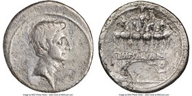 Octavian, as Sole Imperator (31-27 BC). AR denarius (20mm, 8h). NGC Fine. Uncertain Italian mint (Brundisium and Rome?), ca. 30-29 BC. Bare head of Oc...