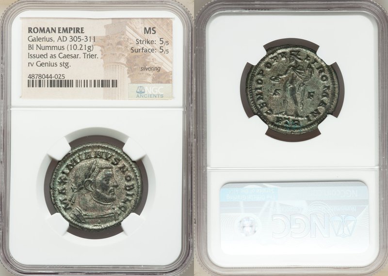 Galerius, as Caesar (AD 305-311). BI follis or nummus (28mm, 10.21 gm, 6h). NGC ...