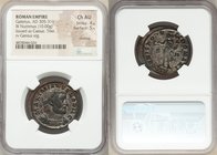 Galerius, as Caesar (AD 305-311). BI follis or nummus (29mm, 10.00 gm, 6h). NGC Choice AU 4/5 - 5/5, Silvering. Trier, 1st officina, AD 302-303. MAXIM...