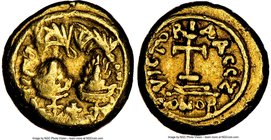 Heraclius (AD 610-641) and Heraclius Constantine. AV solidus (12mm, 5h). NGC VF, edge marks. Carthage, Indictional Year 7, 2nd cycle (AD 633/4). D N Є...