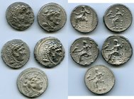 ANCIENT LOTS. Greek. Macedonian Kingdom. Ca. 336-323 BC. Lot of five (5) AR tetradrachms. About VF-Choice VF. Includes: (5) Alexander III the Great (3...