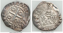 Alfonso VI Counterstamped 50 Reis ND (1663-1683) VF, Lisbon mint, KM22, LMB-33. 20.9mm. 1.97gm. Host coin is 40 Reis of Joao IV KM34. 

HID09801242017