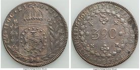 Pedro I 320 Reis 1825-R XF, Rio de Janeiro mint, KM374. 30mm. 8.89gm. Overall gray toning with pastel patches in multiple shades. 

HID09801242017
