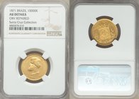 Pedro II gold 10000 Reis 1871 AU Details (Obverse Repaired) NGC, KM467. AGW 0.2643 oz. Ex. Santa Cruz Collection

HID09801242017