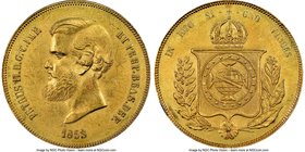 Pedro II gold 20000 Reis 1853 UNC Details (Cleaned) NGC, Rio de Janeiro mint, KM468. Date doubled. AGW 0.5286 oz. Ex. Santa Cruz Collection

HID098012...