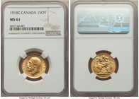 George V gold Sovereign 1918-C MS61 NGC, Ottawa mint, KM20. AGW 0.2355 oz.

HID09801242017
