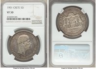 Prince George 5 Drachmai 1901-(a) VF30 NGC, Paris mint, KM9. One year type. 

HID09801242017
