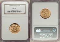 Republic gold 20 Francs 1899 MS61 NGC, Paris mint, KM847. Rooster type.

HID09801242017