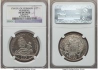 Nürnberg. Free City 1/2 Taler 1760-SF/OE AU Details (Graffiti) NGC, KM332. One year type. With the name and titles of Emperor Franz I. Cleaned, with a...