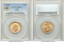 British India. George V gold Sovereign 1918 MS64 PCGS, KM-A525. One year type. 

HID09801242017