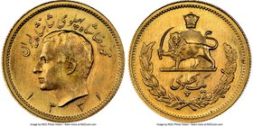 Muhammad Reza Pahlavi gold Pahlavi SH 1331 (1952) MS66 NGC, KM1162. Beautiful unmarked fields with mint bloom. 

HID09801242017