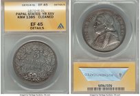 Papal States Pair of Certified silver Crowns ANACS, 1) Pius IX 5 Lire Year XXV 1870-R - XF45 Details (Cleaned), Rome mint, KM1385 2) Gregory XVI Scudo...