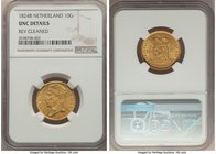 Willem I gold 10 Gulden 1824-B UNC Details (Reverse Cleaned) NGC, KM56.

HID09801242017