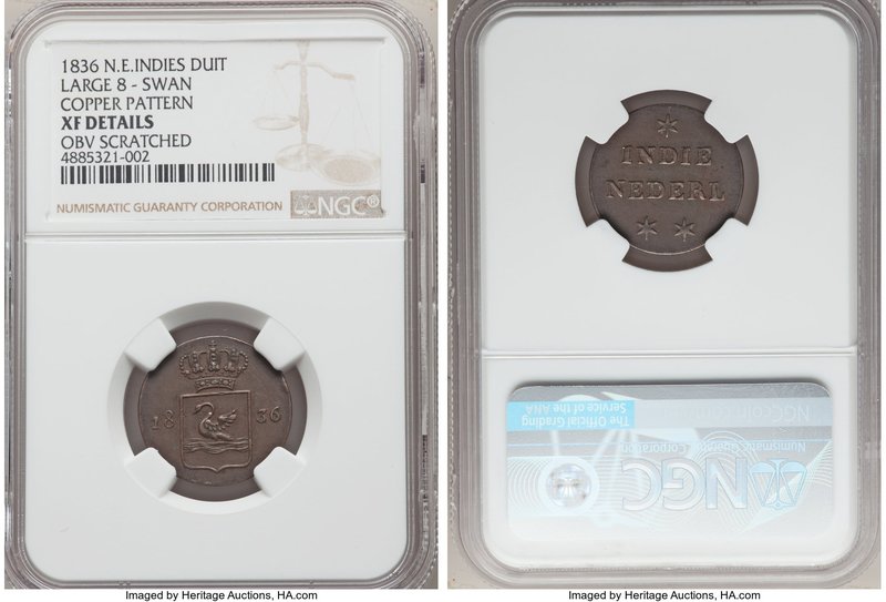Sumatra. Dutch Colony copper Pattern Duit 1836 XF Details (Obverse Scratched) NG...
