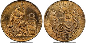 Republic gold 100 Soles 1965 MS64 NGC, Lima mint, KM231. AGW 1.3543 oz.

HID09801242017