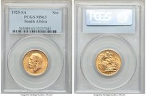 George V gold Sovereign 1925 MS63 PCGS, Pretoria mint, KM21. AGW 0.2355 oz. 

HID09801242017