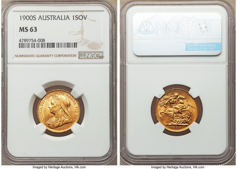 Victoria gold Sovereign 1900-S MS63 NGC, Sydney mint, KM13. A scarcer Sydney iss...