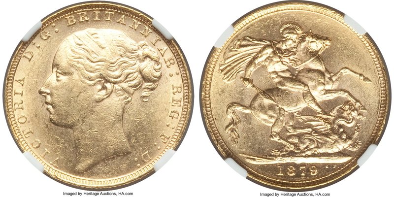 Victoria gold Sovereign 1879 MS61 NGC, KM752, S-3856A, Marsh 90 (R4). Absolutely...