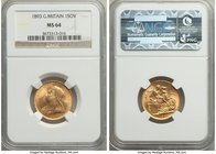Victoria gold Sovereign 1893 MS64 NGC, KM785, S-3874. This Sovereign is truly fantastic, its fields almost flawless and its strike perfect. It deserve...