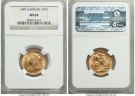 Victoria gold Sovereign 1899 MS63 NGC, KM785, S-3874. Highly lustrous and well-preserved, slight highpoint softness but a lack of any discernible circ...