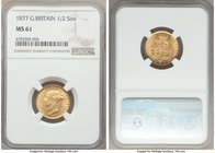Victoria gold 1/2 Sovereign 1877 MS61 NGC, KM735.2. Lustrous, some handling as to be expected from the grade but nothing major. AGW 0.1170 oz.

HID098...