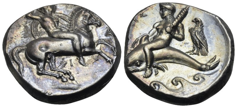 CALABRIA. Tarentum. Circa 290-281 BC. Didrachm or nomos (Silver, 20 mm, 7.96 g, ...