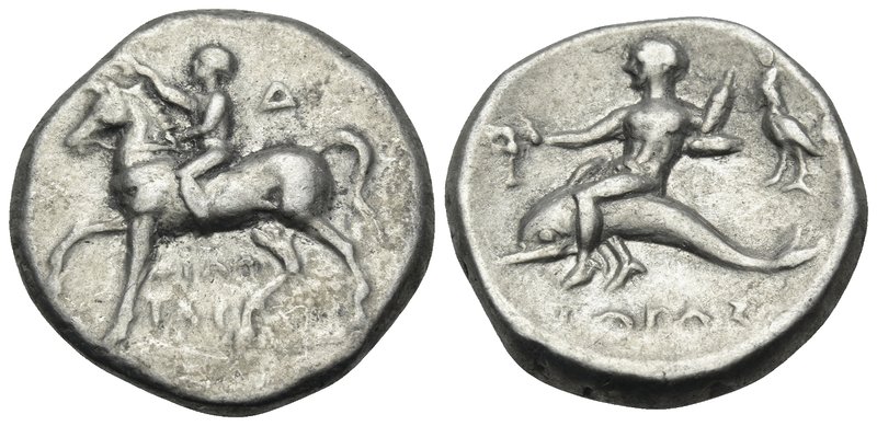CALABRIA. Tarentum. Circa 272-240 BC. Didrachm or nomos (Silver, 20 mm, 6.28 g, ...