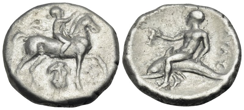 CALABRIA. Tarentum. Circa 272-240 BC. Didrachm or nomos (Silver, 20 mm, 6.29 g, ...