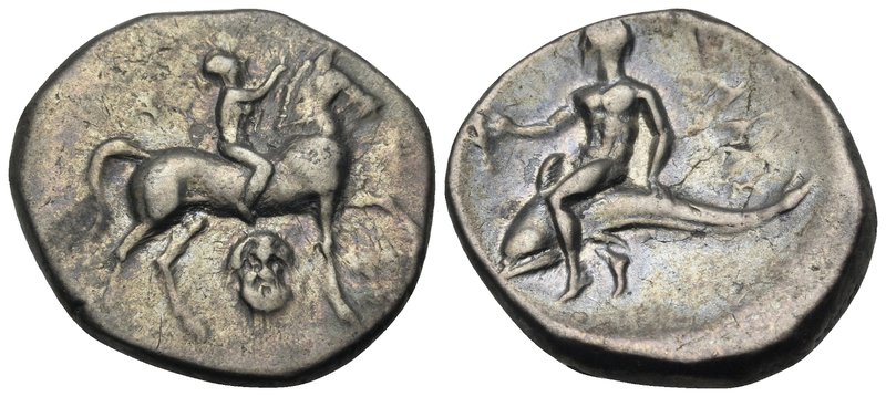 CALABRIA. Tarentum. Circa 272-240 BC. Didrachm or nomos (Silver, 21 mm, 6.27 g, ...