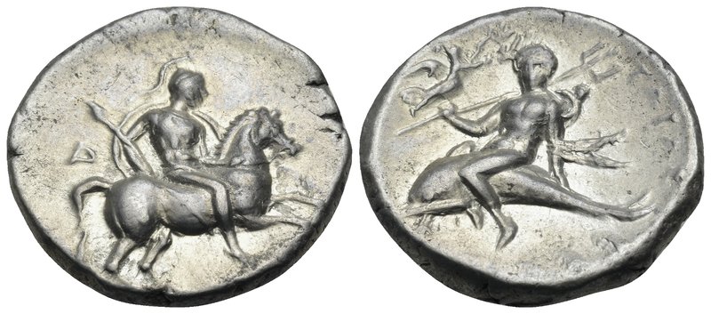 CALABRIA. Tarentum. Circa 272-240 BC. Stater (Silver, 21.5 mm, 6.53 g, 5 h), D(i...