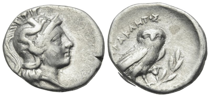 CALABRIA. Tarentum. Circa 240-228 BC. Drachm (Silver, 16.5 mm, 3.14 g, 5 h). Hel...