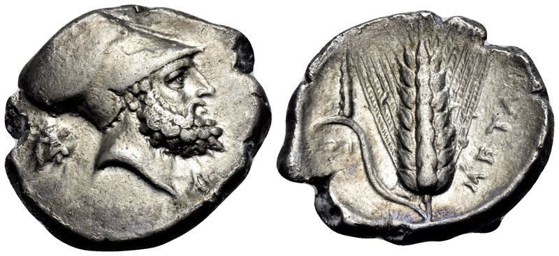 LUCANIA. Metapontum. Circa 340-330 BC. Didrachm or nomos (Silver, 23 mm, 7.79 g,...