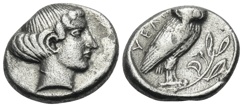 LUCANIA. Velia. Circa 465-440 BC. Drachm (Silver, 16 mm, 3.85 g, 7 h), dies prep...