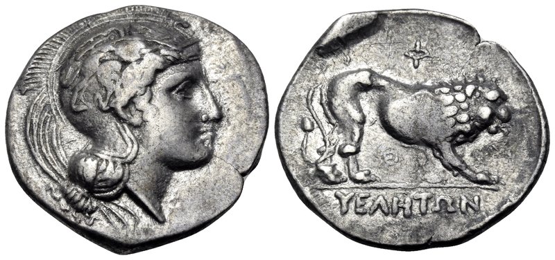 LUCANIA. Velia. Circa 340-334 BC. Didrachm or nomos (Silver, 22.5 mm, 7.55 g, 7 ...