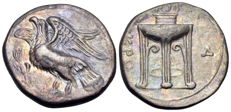BRUTTIUM. Kroton. Circa 350-300 BC. Nomos (Silver, 22 mm, 6.73 g, 7 h). Eagle wi...