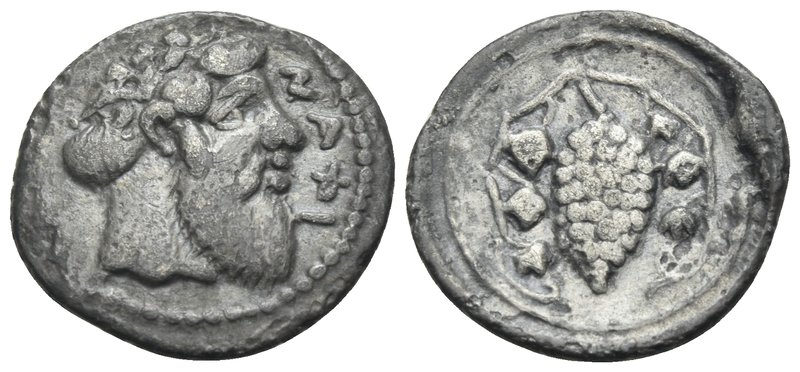 SICILY. Naxos. Circa 461-430 BC. Litra (Silver, 12 mm, 0.62 g, 1 h). NAXI Head o...