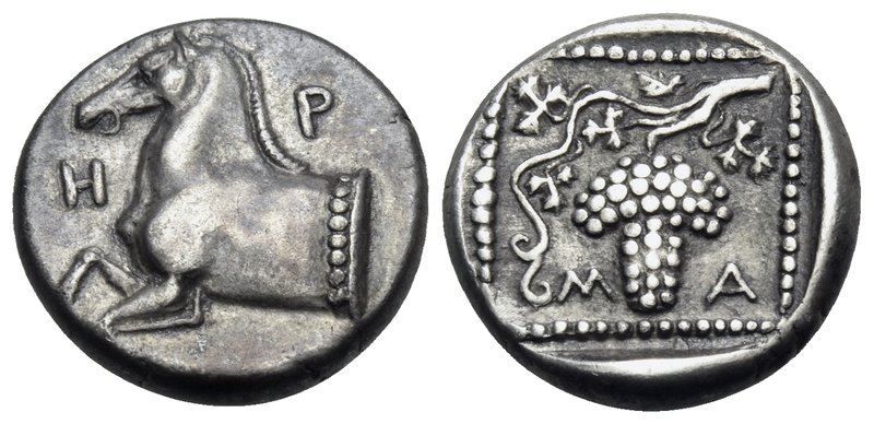 THRACE. Maroneia. Circa 398/7-348/7 BC. Triobol (Silver, 14 mm, 2.88 g, 4 h). H-...