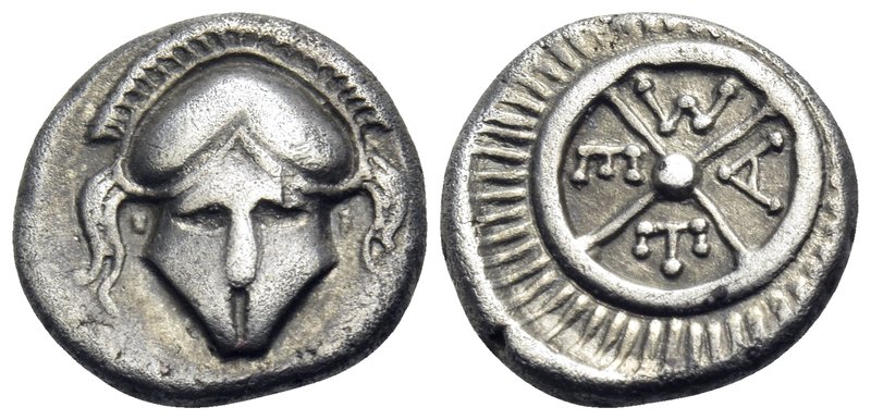 THRACE. Mesambria. 4th century BC. Diobol (Silver, 11 mm, 1.18 g). Facing Corint...