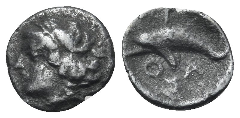 ISLANDS OFF THRACE, Thasos. Circa 412-404 BC. Hemiobol (Silver, 7 mm, 0.24 g, 8 ...