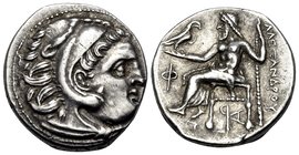 KINGS OF MACEDON. Alexander III ‘the Great’, 336-323 BC. Drachm (Silver, 18 mm, 4.33 g, 11 h), struck under Antigonos I Monophthalmos, Kolophon, circa...