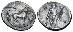 THESSALY. Pharkadon. Late 5th - early 4th century BC. Obol (Silver, 12 mm, 0.86 g, 10 h). Horse walking to right. Rev. Φ-Α-Ρ-Κ (partially retrograde) ...