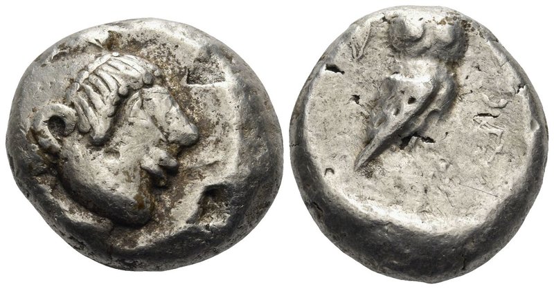 ATTICA. Athens. 480 BC. Tetradrachm (Silver, 22 mm, 16.94 g, 3 h). Archaic head ...