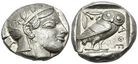 ATTICA. Athens. Circa 465-460 BC. Tetradrachm (Silver, 24.5 mm, 17.17 g, 8 h). Head of Athena to right, wearing crested Attic helmet with palmette and...