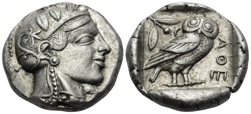 ATTICA. Athens. Circa 450-445 BC. Tetradrachm (Silver, 25 mm, 17.21 g, 7 h). Hea...