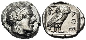 ATTICA. Athens. Circa 449-404 BC. Tetradrachm (Silver, 24 mm, 17.24 g, 3 h), early 430s. Head of Athena to right, wearing crested Attic helmet with pa...
